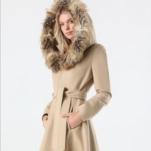 Bebe- Tan Wool Hooded Coat